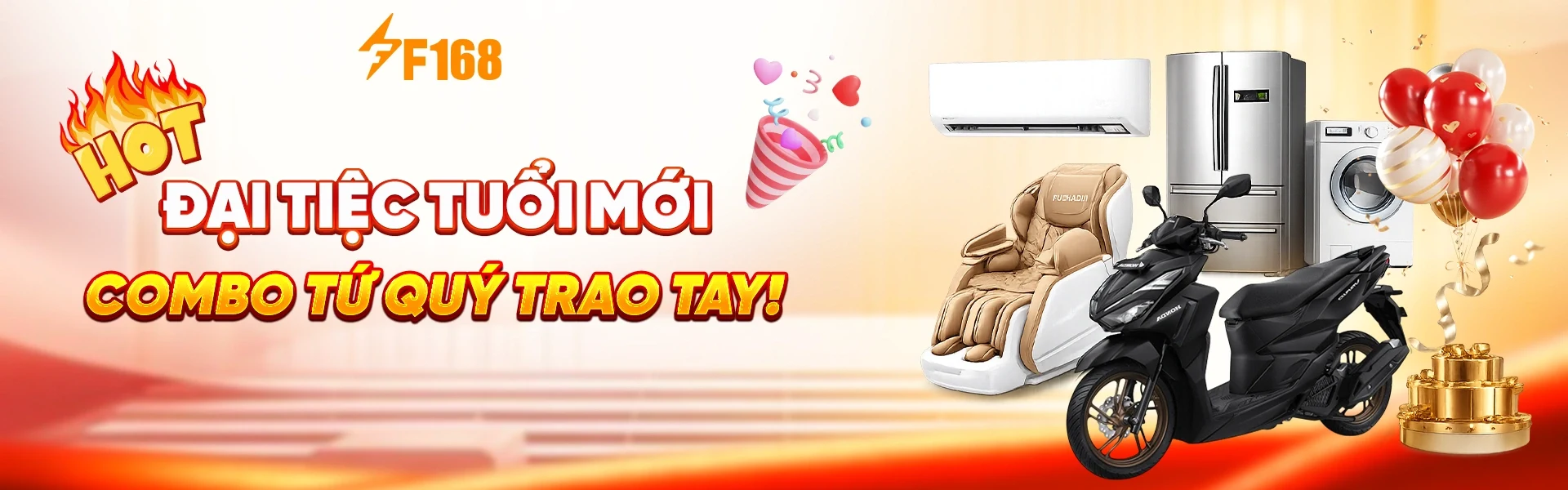 banner mừng sinh nhật nhà cái F168 2 tuổi tặng combo tứ quý